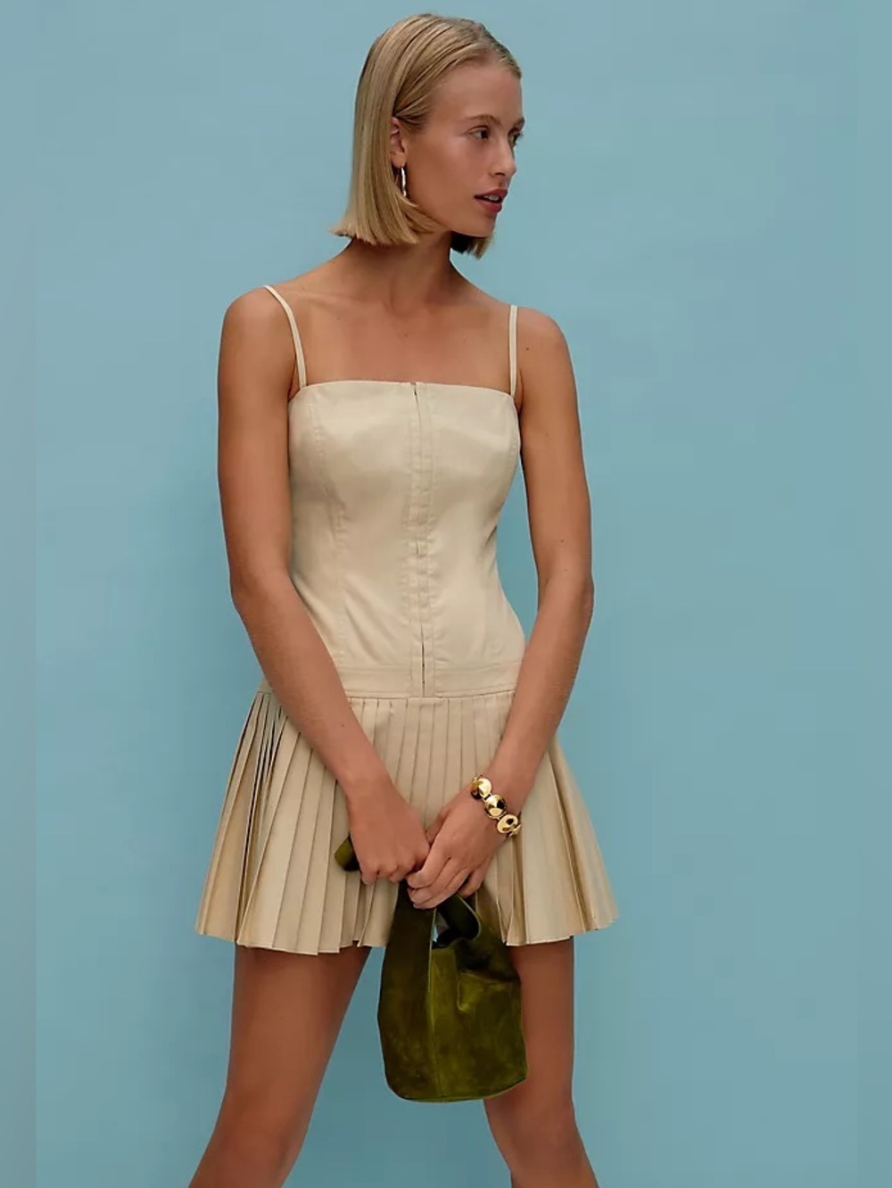 Anthropologie Mare Mare Square-Neck Pleated Mini Dress - Picture 2 of 4
